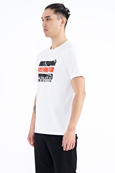 Tommylife Wholesale White Crew Neck Standard Fit Men's T-shirt - 88201 - Thumbnail