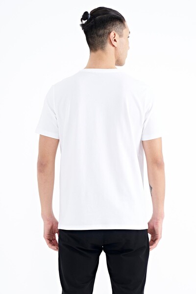 Tommylife Wholesale White Crew Neck Standard Fit Men's T-shirt - 88201 - Thumbnail