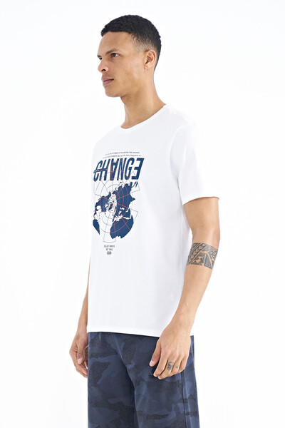 Tommylife Wholesale White Crew Neck Standard Fit Men's T-Shirt - 88214 - Thumbnail