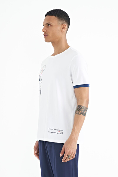 Tommylife Wholesale White Crew Neck Standard Fit Men's T-shirt - 88216 - Thumbnail