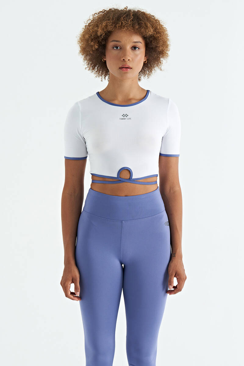 TOMMYLIFE - Tommylife Wholesale White Crew Neck Standard Fit Women's Crop T-Shirt - 97266