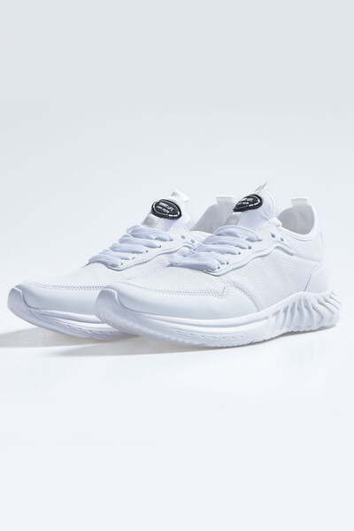 Tommylife Wholesale White Faux Leather Men's Sneakers - 89115 - Thumbnail