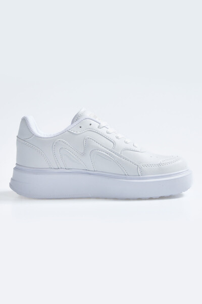 Tommylife Wholesale White High Platform Faux Leather Women's Sneakers - 89200 - Thumbnail