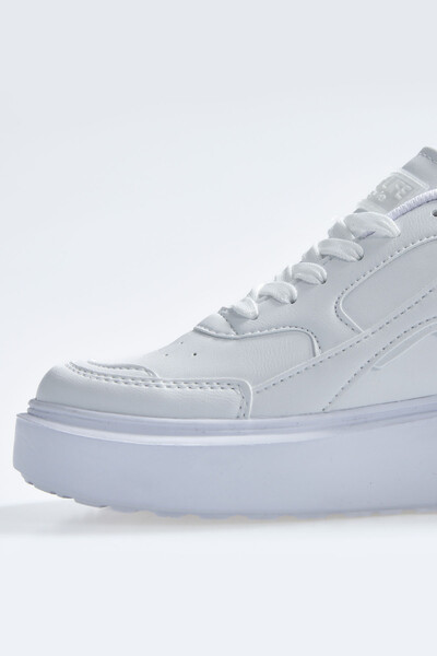 Tommylife Wholesale White High Platform Faux Leather Women's Sneakers - 89200 - Thumbnail