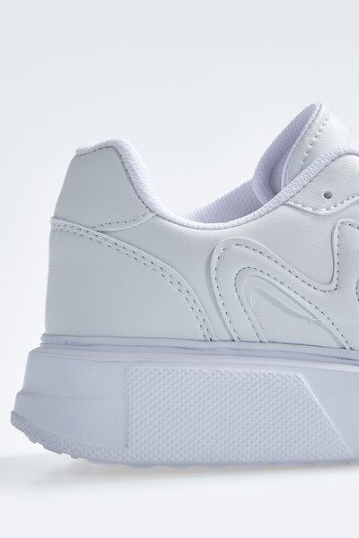 Tommylife Wholesale White High Platform Faux Leather Women's Sneakers - 89200 - Thumbnail