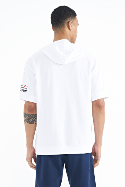 Tommylife Wholesale White Hooded Oversize Men's T-shirt - 88194 - Thumbnail