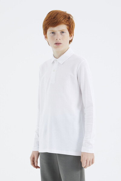 Tommylife Wholesale White Polo Neck Boys' T-Shirt - 11170 - Thumbnail