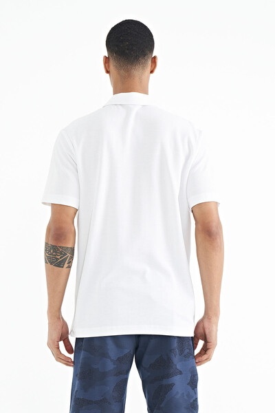 Tommylife Wholesale White Polo Neck Standard Fit Men's T-Shirt - 88237 - Thumbnail