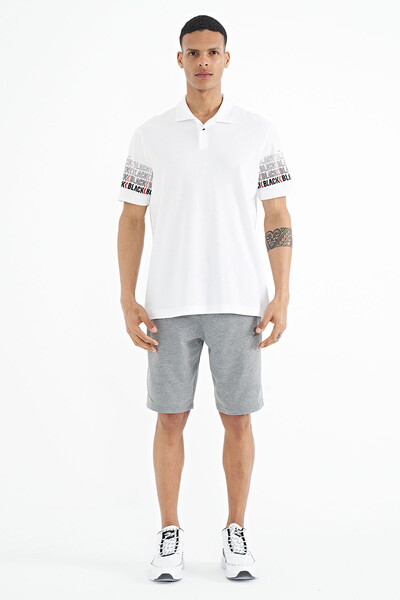 Tommylife Wholesale White Polo Neck Standard Fit Men's T-Shirt - 88240 - Thumbnail