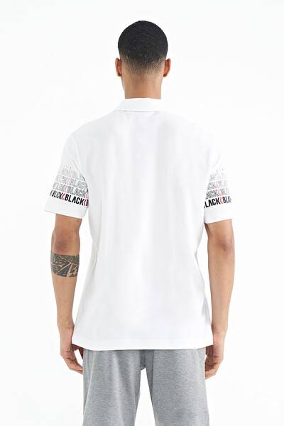 Tommylife Wholesale White Polo Neck Standard Fit Men's T-Shirt - 88240 - Thumbnail