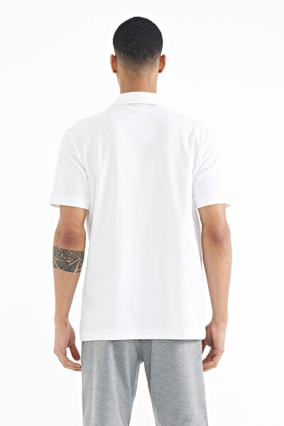 Tommylife Wholesale White Printed Standard Fit Polo Neck Men's T-Shirt - 88236 - Thumbnail