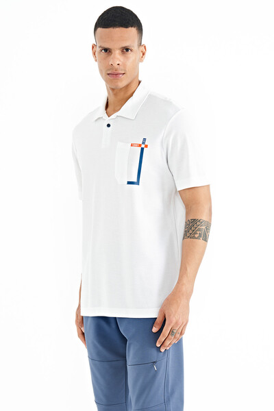 Tommylife Wholesale White Printed Standard Fit Polo Neck Men's T-Shirt - 88241 - Thumbnail