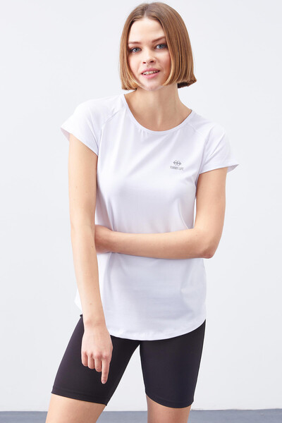 Tommylife Wholesale White Short Sleeve Standard Fit Crew Neck Women's T-Shirt - 97101 - Thumbnail