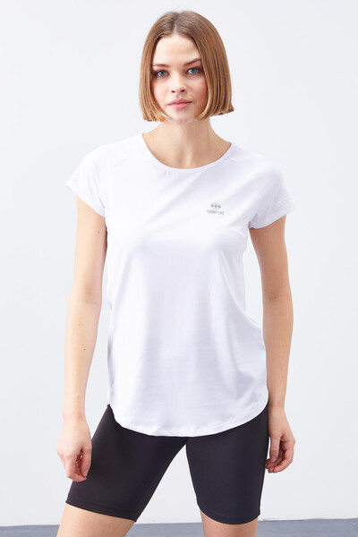 Tommylife Wholesale White Short Sleeve Standard Fit Crew Neck Women's T-Shirt - 97101 - Thumbnail