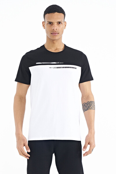 Tommylife Wholesale White Standard Fit Crew Neck Men's T-shirt - 88185 - Thumbnail