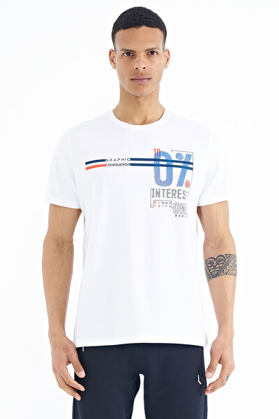 Tommylife Wholesale White Standard Fit Crew Neck Men's T-Shirt - 88189 - Thumbnail