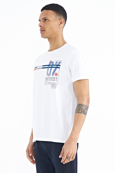 Tommylife Wholesale White Standard Fit Crew Neck Men's T-Shirt - 88189 - Thumbnail