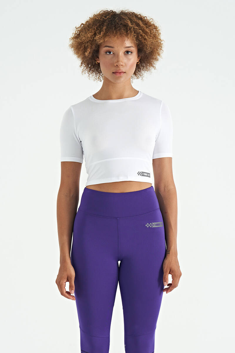 TOMMYLIFE - Tommylife Wholesale White Standard Fit Crew Neck Women's Crop T-Shirt - 97265