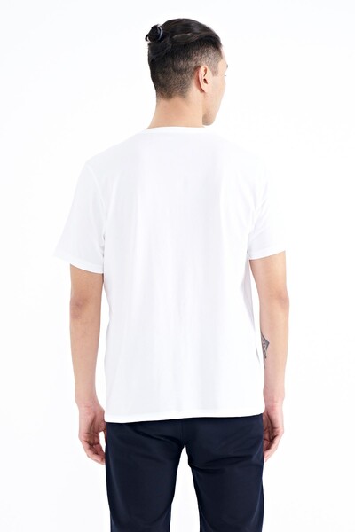 Tommylife Wholesale White Standard Fit Men's T-shirt - 88231 - Thumbnail