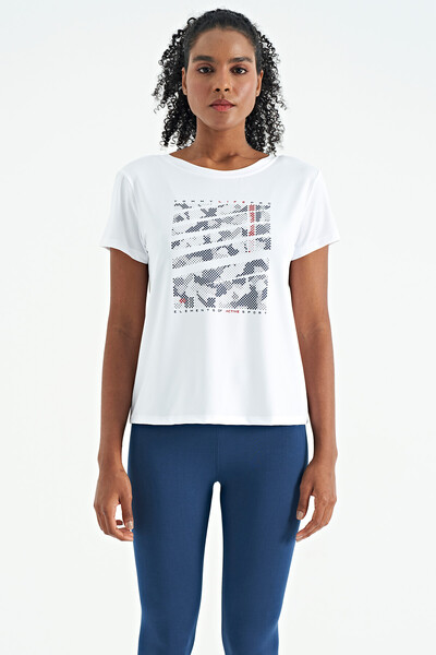 Tommylife Wholesale White Standard Fit Women's Sport T-Shirt - 97264 - Thumbnail