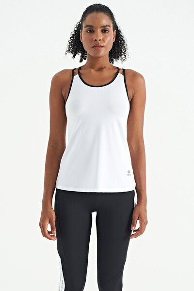 Tommylife Wholesale White Standard Fit Women's Sport Tank Top - 97258 - Thumbnail