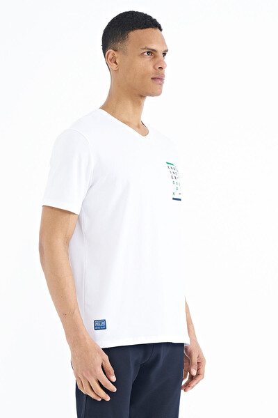 Tommylife Wholesale White V Collar Standard Fit Men's T-Shirt - 88186 - Thumbnail