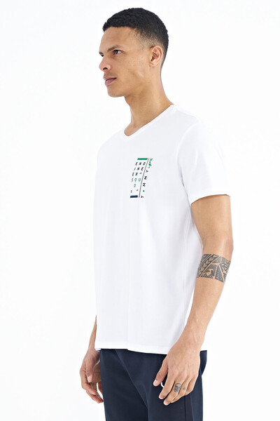 Tommylife Wholesale White V Collar Standard Fit Men's T-Shirt - 88186 - Thumbnail