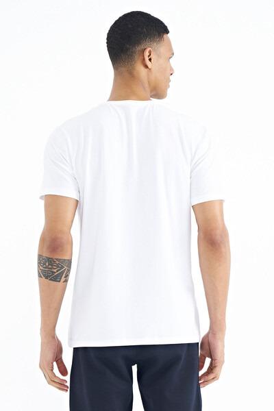 Tommylife Wholesale White V Collar Standard Fit Men's T-Shirt - 88186 - Thumbnail