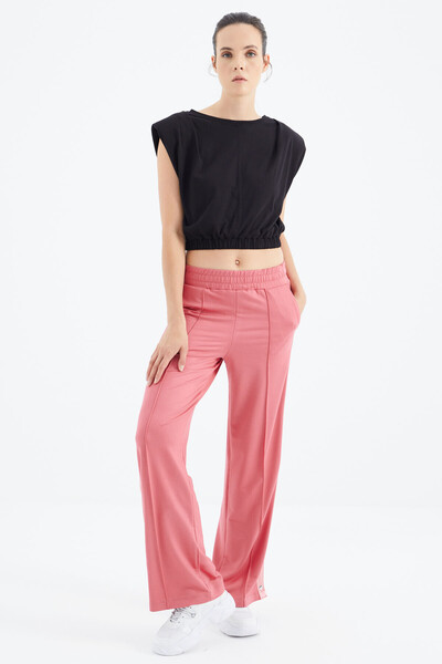 Tommylife Wholesale Wild Rose Wide-Leg Women's Sweatpants - 02371 - Thumbnail