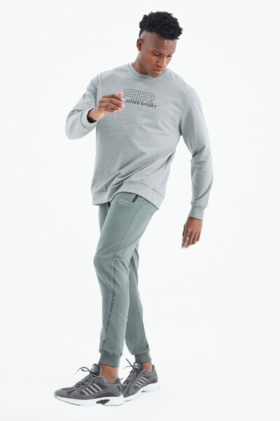 Tommylife Wholesale Willy Crew Neck Standard Fit Men's Sweatshirt 88307 Gray Melange - Thumbnail