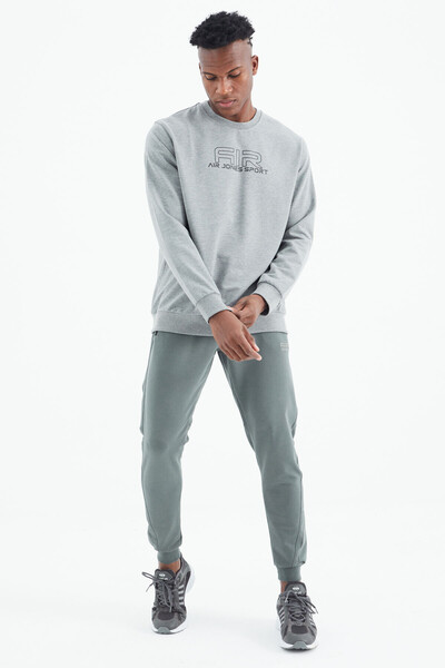 Tommylife Wholesale Willy Crew Neck Standard Fit Men's Sweatshirt 88307 Gray Melange - Thumbnail