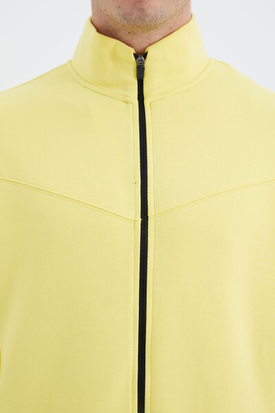 Tommylife Wholesale Yellow - Black Stand Collar Comfy Men's Tracksuit Set - 85220 - Thumbnail