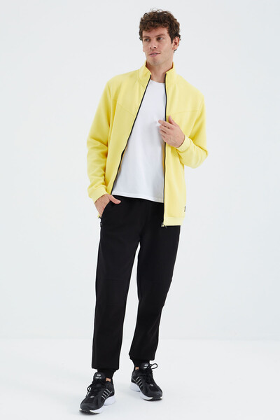 Tommylife Wholesale Yellow - Black Stand Collar Comfy Men's Tracksuit Set - 85220 - Thumbnail