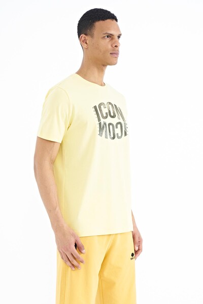 Tommylife Wholesale Yellow Crew Neck Standard Fit Men's T-Shirt - 88174 - Thumbnail