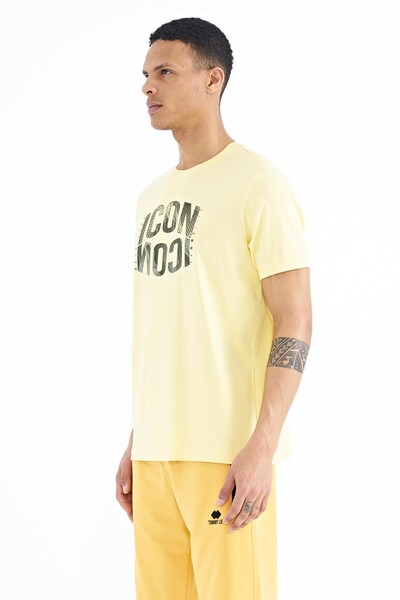 Tommylife Wholesale Yellow Crew Neck Standard Fit Men's T-Shirt - 88174 - Thumbnail