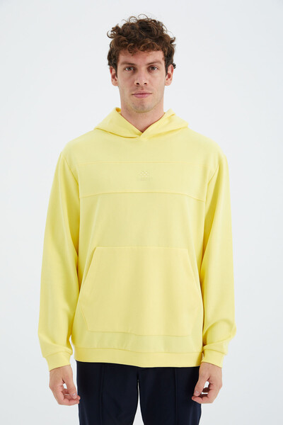 Tommylife Wholesale Yellow Hooded Relaxed Fit Men's Sweatshirt - 88277 - Thumbnail