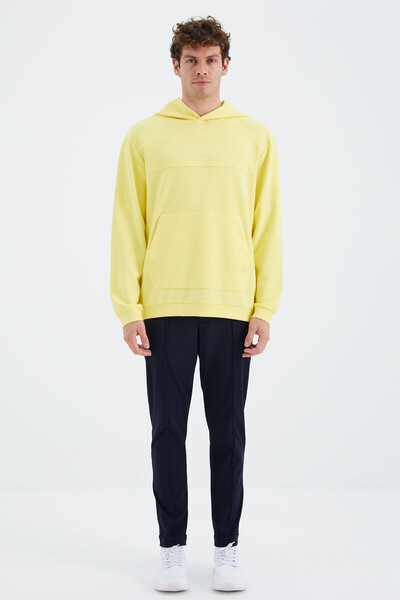 Tommylife Wholesale Yellow Hooded Relaxed Fit Men's Sweatshirt - 88277 - Thumbnail