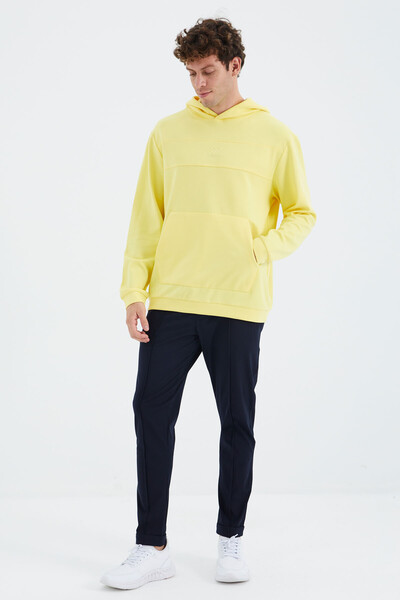 Tommylife Wholesale Yellow Hooded Relaxed Fit Men's Sweatshirt - 88277 - Thumbnail