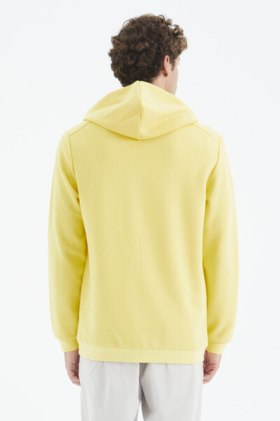 Tommylife Wholesale Yellow Hooded Zippered Relaxed Fit Men's Sweatshirt - 88275 - Thumbnail