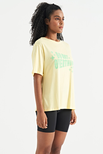 Tommylife Wholesale Yellow O-Neck Oversize Women's T-Shirt - 02307 - Thumbnail