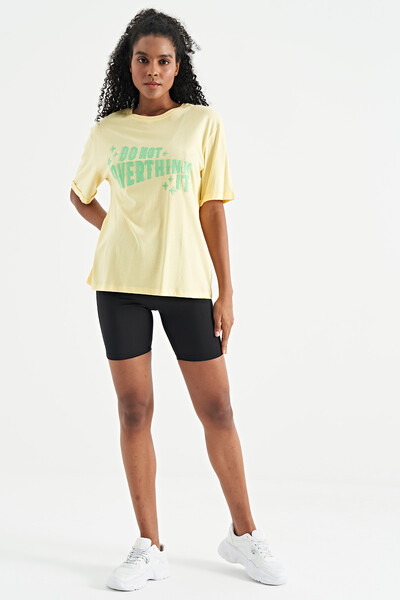 Tommylife Wholesale Yellow O-Neck Oversize Women's T-Shirt - 02307 - Thumbnail