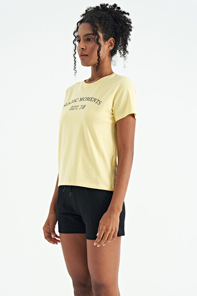 Tommylife Wholesale Yellow O-Neck Standard Fit Women's T-shirt - 02269 - Thumbnail