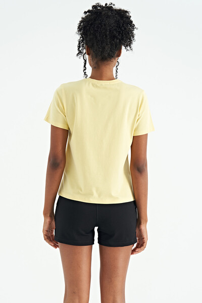 Tommylife Wholesale Yellow O-Neck Standard Fit Women's T-shirt - 02269 - Thumbnail