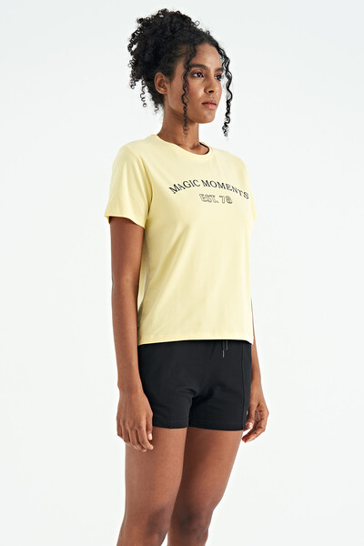 Tommylife Wholesale Yellow O-Neck Standard Fit Women's T-shirt - 02269 - Thumbnail