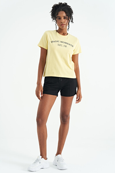 Tommylife Wholesale Yellow O-Neck Standard Fit Women's T-shirt - 02269 - Thumbnail