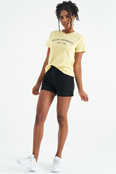 Tommylife Wholesale Yellow O-Neck Standard Fit Women's T-shirt - 02269 - Thumbnail