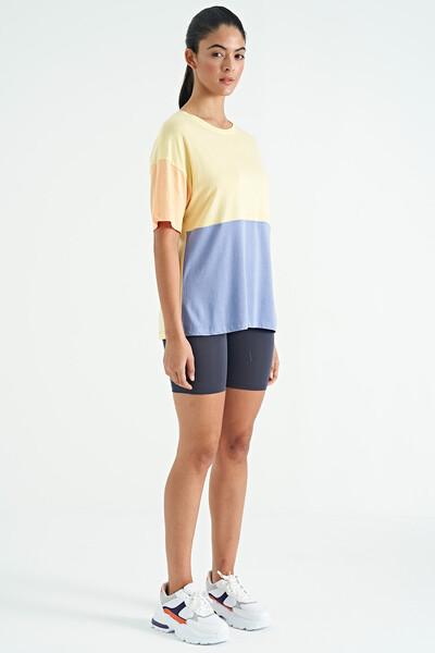 Tommylife Wholesale Yellow Oversize Basic Women's T-Shirt - 02309 - Thumbnail