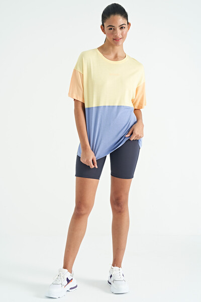 Tommylife Wholesale Yellow Oversize Basic Women's T-Shirt - 02309 - Thumbnail