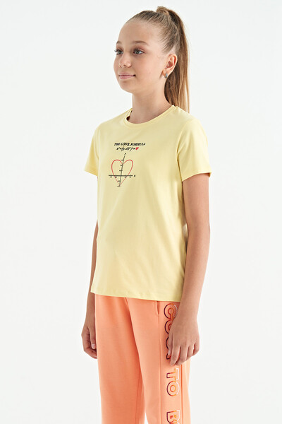 Tommylife Wholesale Yellow Round Neck Comfy Girls T-Shirt - 75129 - Thumbnail