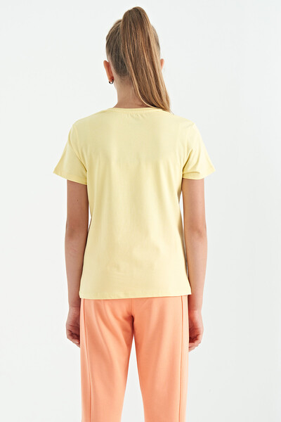 Tommylife Wholesale Yellow Round Neck Comfy Girls T-Shirt - 75129 - Thumbnail